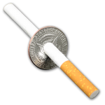 Cigarette-thru-Half Dollar